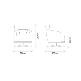 Кресло вращающаяся ножка ENZA HOME Коллекция HERA (ГЕРА) арт. EH73858