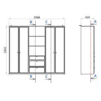 Шкаф 4 двери комод ENZA HOME MARSANA EH73966