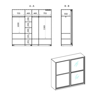 Шкаф-купе (240 см) ENZA HOME MARSANA EH73964