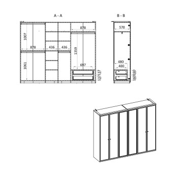 Шкаф с дверцами 6 дверей ENZA HOME MARSANA EH73965