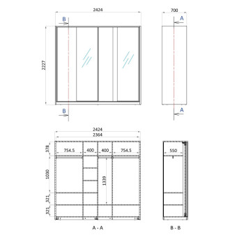 Шкаф-купе (247 см) ENZA HOME PERGE EH73884