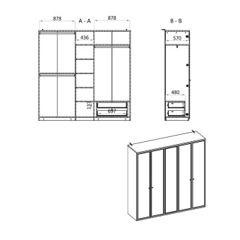 Шкаф с дверцами 5 дверей ENZA HOME Коллекция MARSANA (МАРСАНА) арт. EH73967
